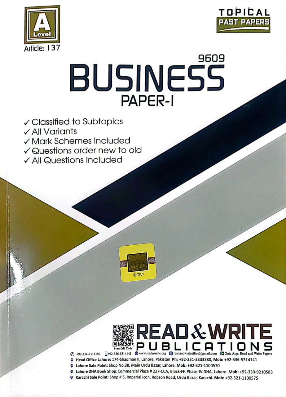 9609 Business Studies A Level Paper 1 Topical Work Book